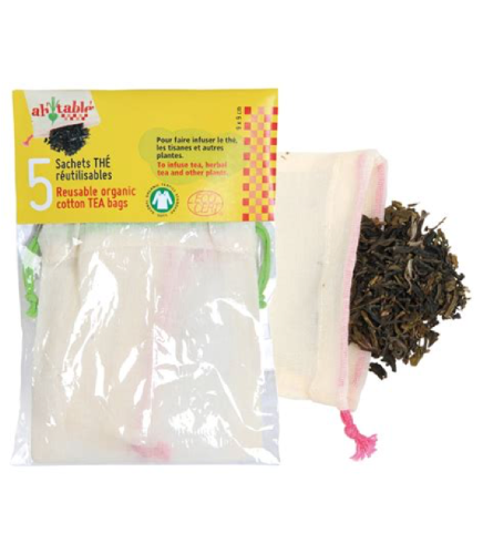 Sachets à thé réutilisables en coton bio GOTS (x4)
